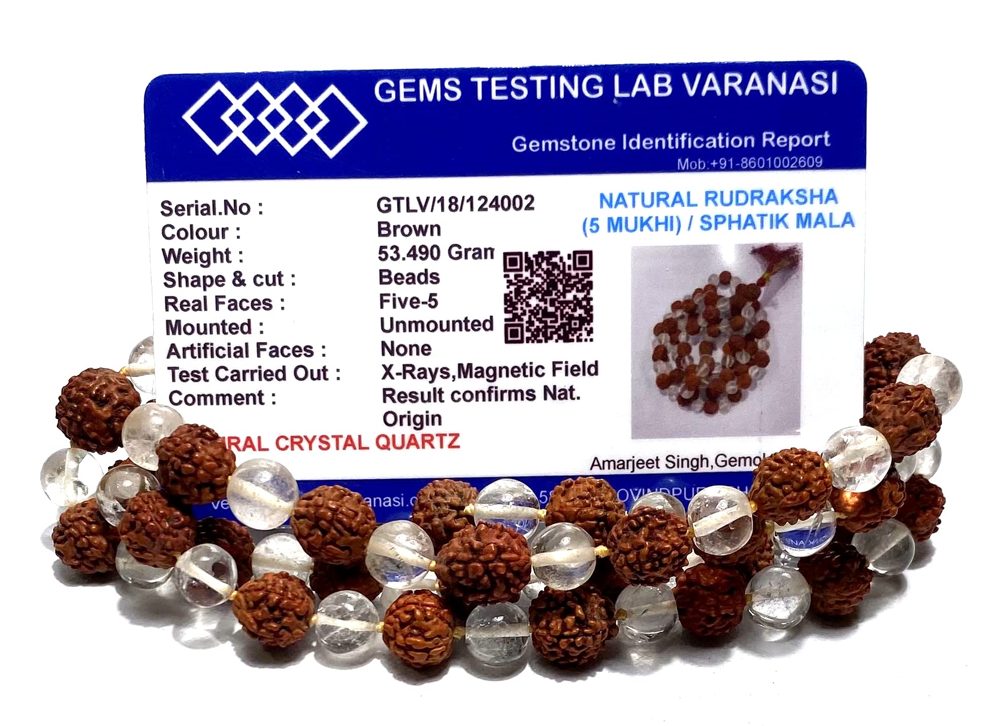 MAHANT JI 100% Natural & Certified 108 + 1 Beads 5 Mukhi Rudraksha and Sphatik Mala Lab Tested with Certificate (Weight 50 Gm to 55 Gm Size 7 MM) with Gangajal and Chandan from Kashi (B09C3SV916) Amazon Price History, Amazon Price Tracker