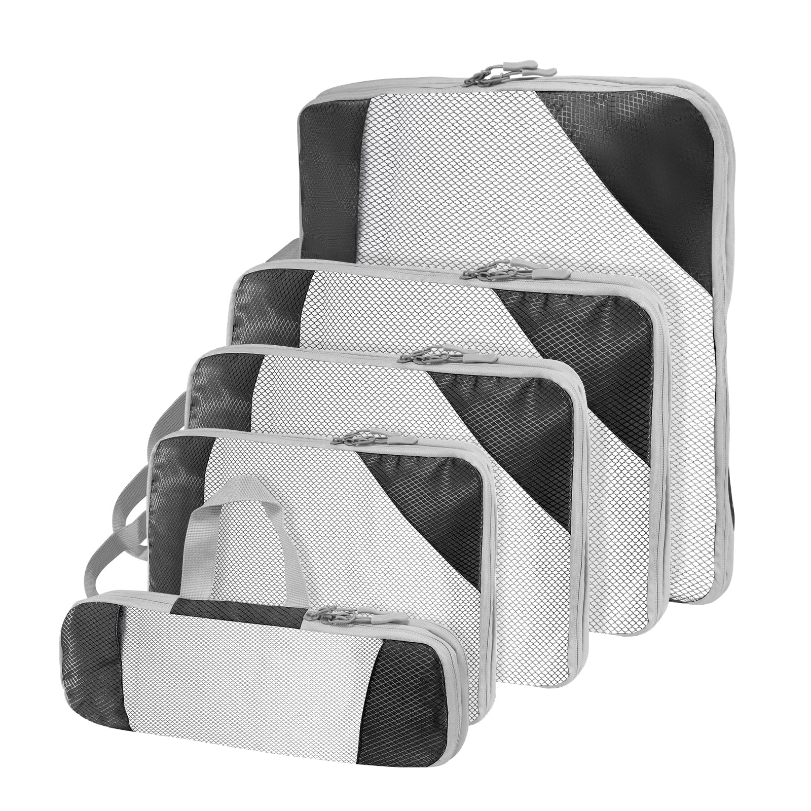 Compression Packing Cubes for Suitcases, Organizer Cubes for Travel Essentials, Luggage Suitcase Organizer Bags Set, Lightweight Packing Organizers as Travel Accessories (Set of 5, Black)