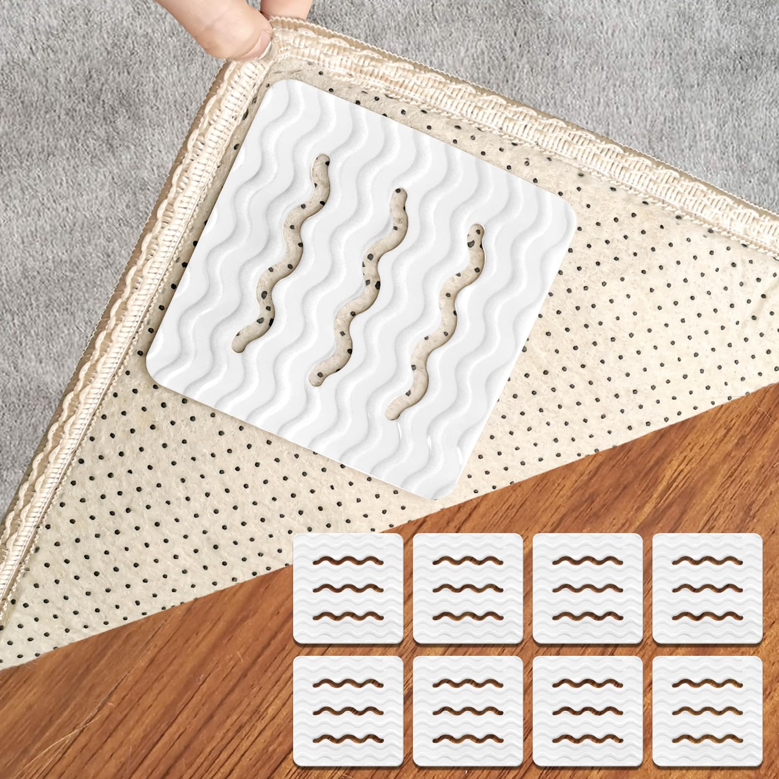Daily Treasures Carpet Grippers, 8 Pack Carpet Grips with Scalloped Carpet Pads to Keep Rugs in Place and Flatten Corners-image-16
