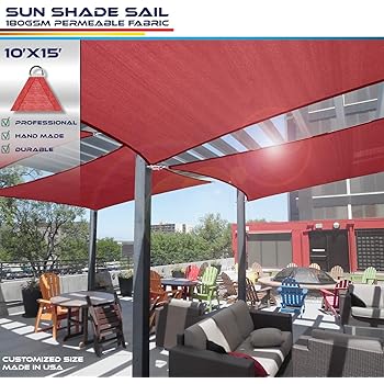 Amazon Com Windscreen4less 10ftx15ft Sun Shade Sail Uv Block Fabric Canopy In Ruby Red Rectangle For Patio Garden Customized 3 Year Warranty 10 X 15 Garden Outdoor