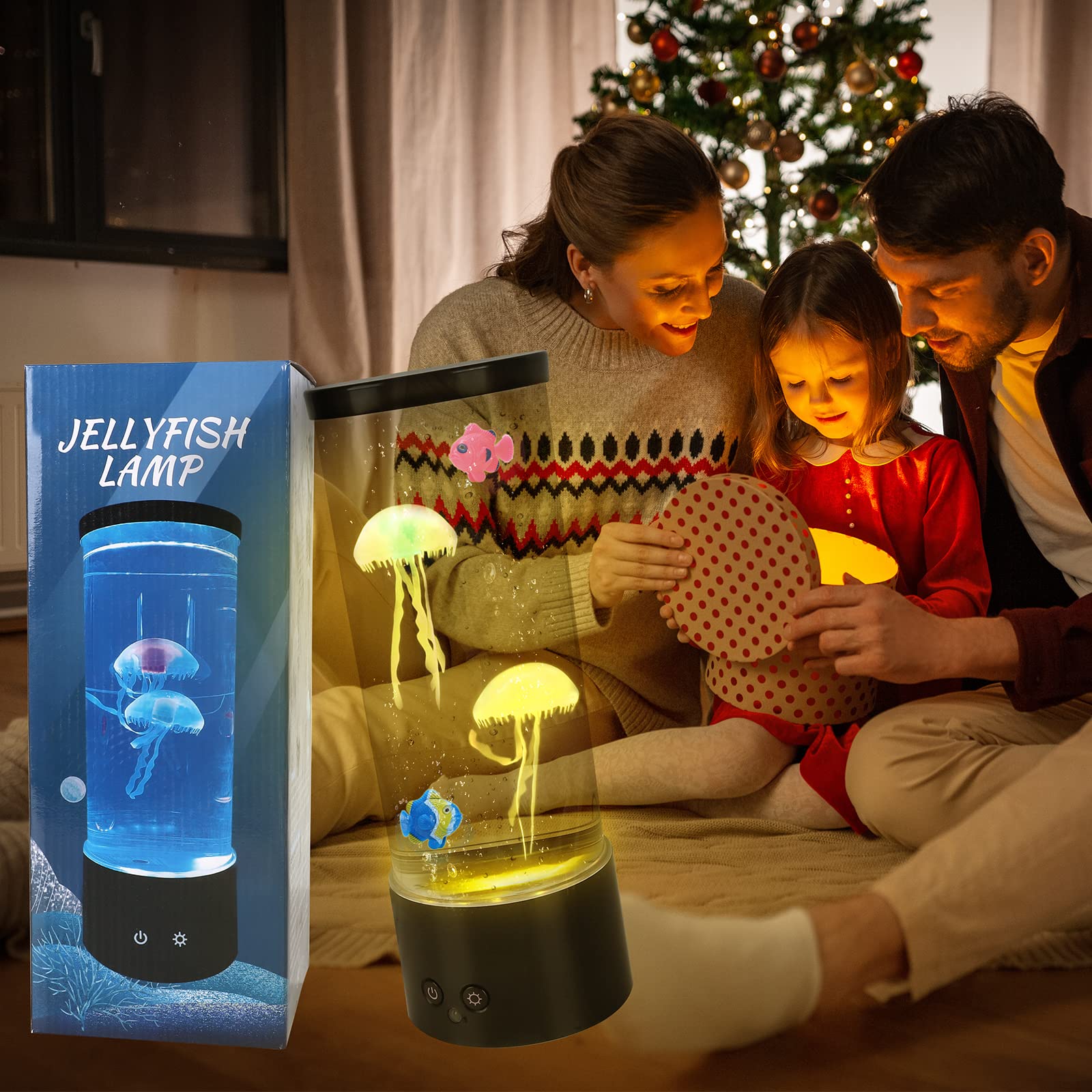 PINPON Lámpara de medusa artificial que cambia de color con opción de alimentación USB y batería, 4 modos de iluminación, lámpara de acuario con control remoto, luz de estado de ánimo para relajarse