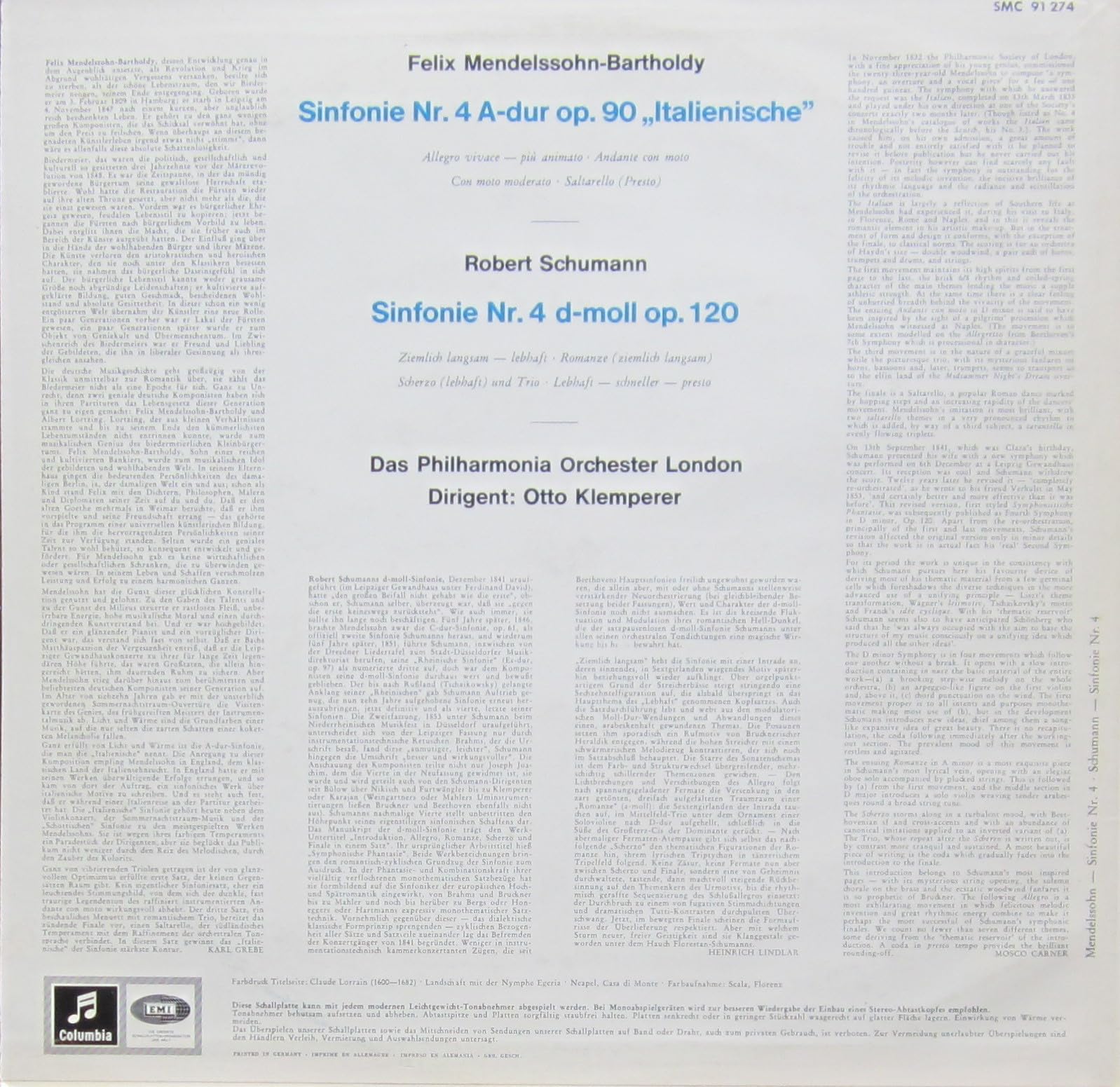 Mendelssohn-Bartholdy: Sinfonie Nr. 4 'Italienische' / Schumann: Sinfonie Nr. 4 [Vinyl LP] [Schallplatte]