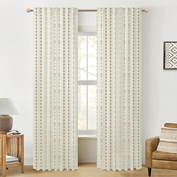 Lino Rosa Boho Blackout Curtains70-80% Blackout