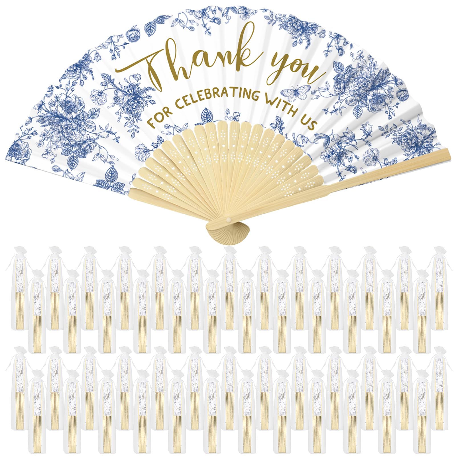 Finally プレートセット 25th THANK YOU FAN! Amazon.com: Beeveer 50 Pcs Wedding Foldable Hand Fans Wedding