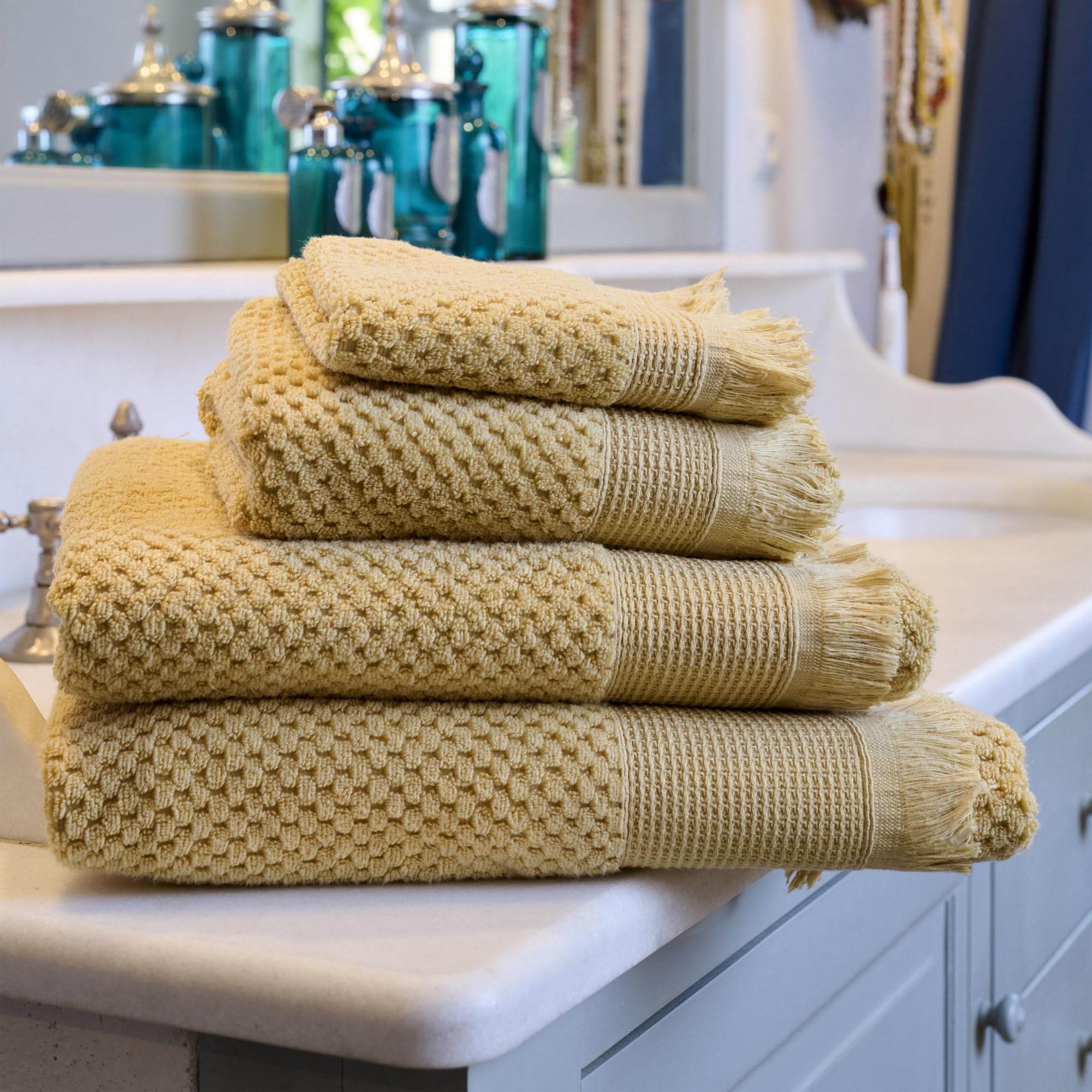 Linnea Parure de Bain Micro-Coton Tethys Vert Olive 5 pièces