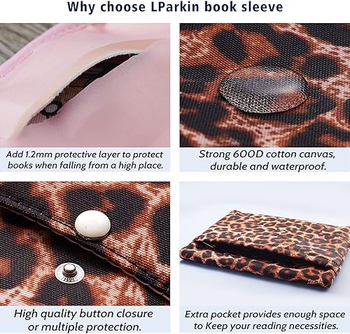 Miniatura 3 de Fundas para libros con estampado de leopardo estampado de guepardo para mujeres amantes de los libros protector de libros con relleno de cremallera