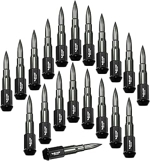 VMS Racing 14x1.5 20PC 112mm Cold Forged Steel Lug Nuts with Gunmetal Extended Bullets Tips in Aluminum Compatible with Dodge Charger 06-20 2006-2020 5 Lug Wheel Pattern