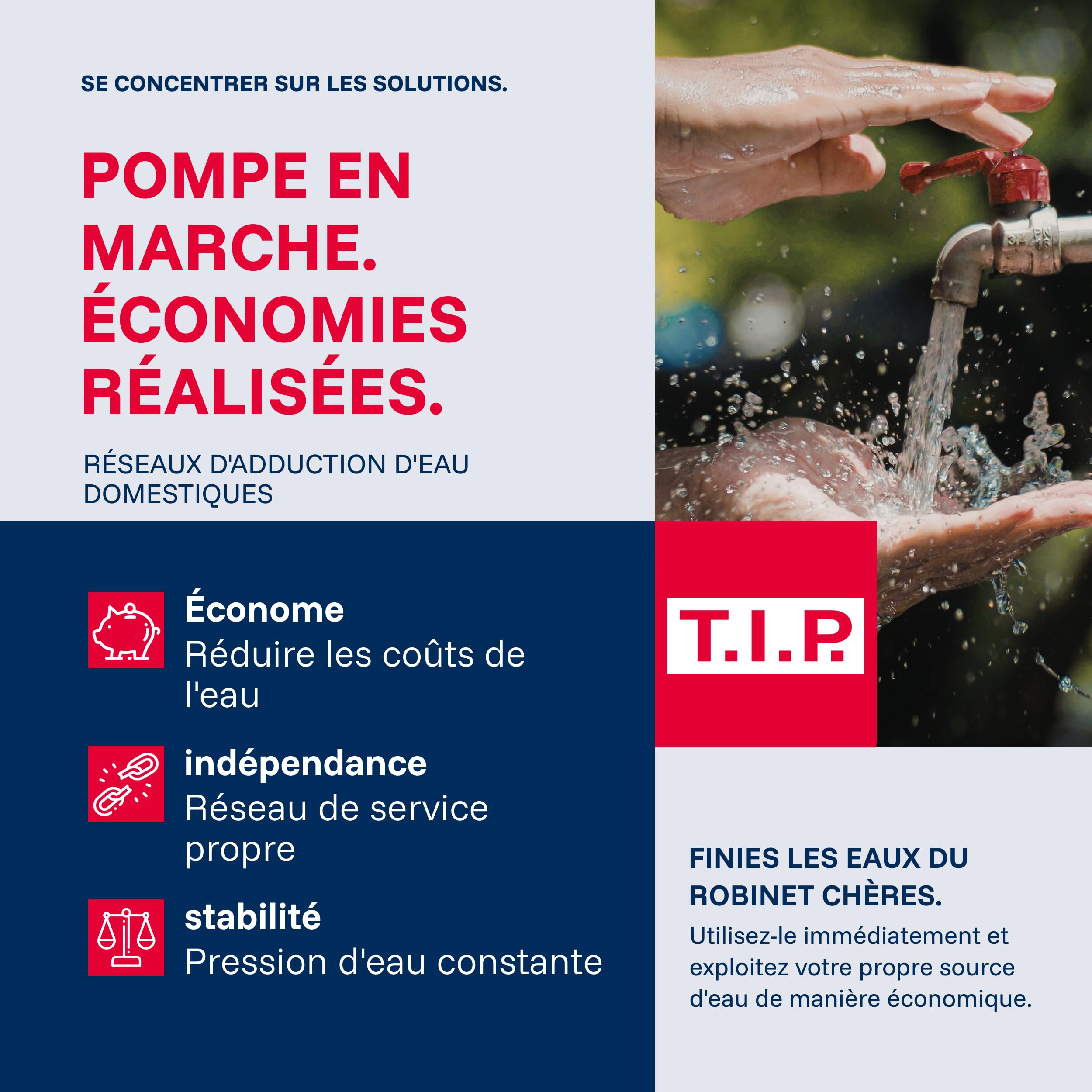 T.I.P. HWW 4500 Circuit d’Eau Domestique Débit de 4350 l/h Hauteur de Refoulement de 50 m Puissance 1200 W Prêt à l'installation par Bouton Cuve de Pression en Inox Capacité 22 L Couleur Argent