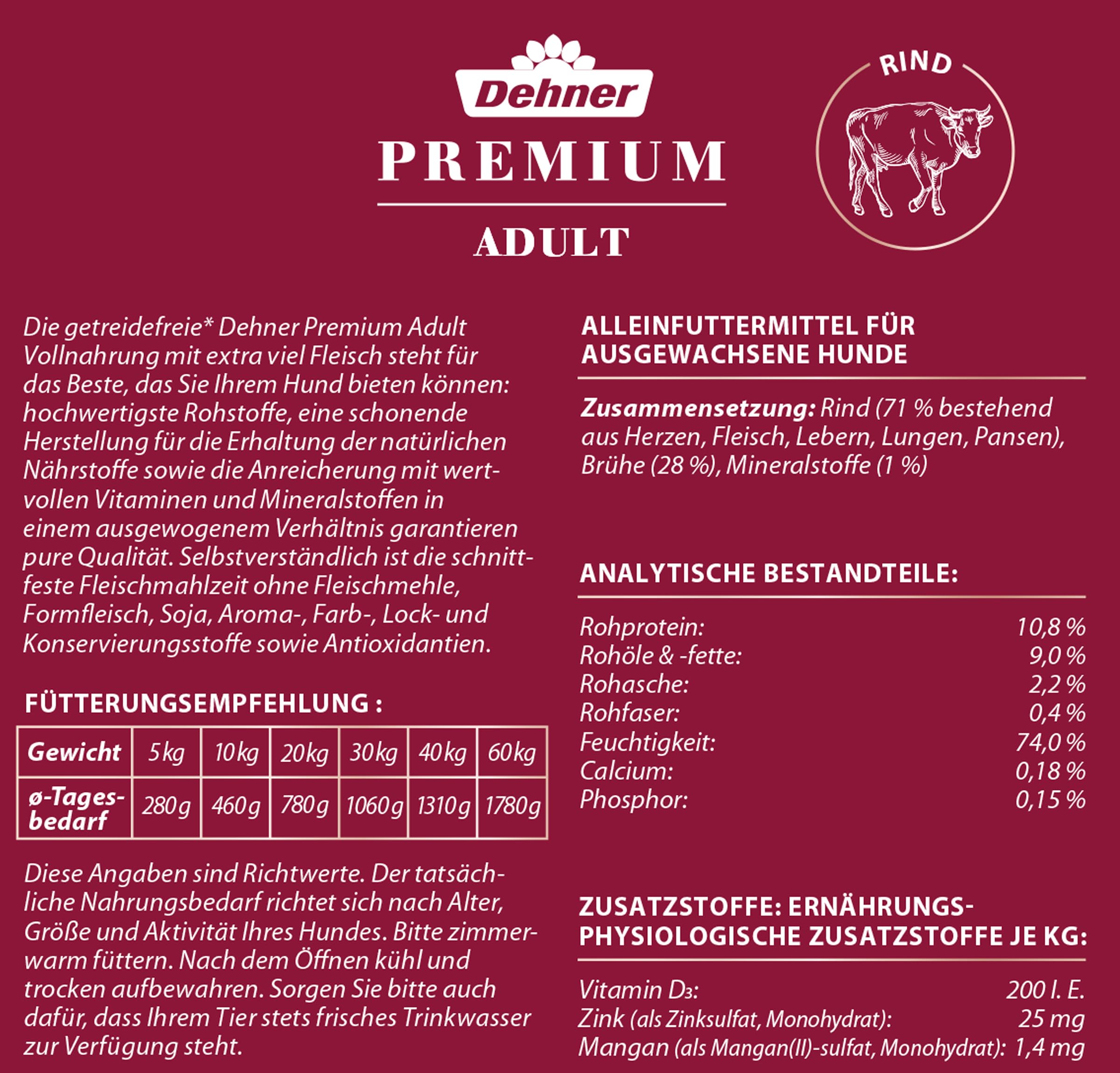 Dehner Premium Nourriture pour Chien Adult, Bovine