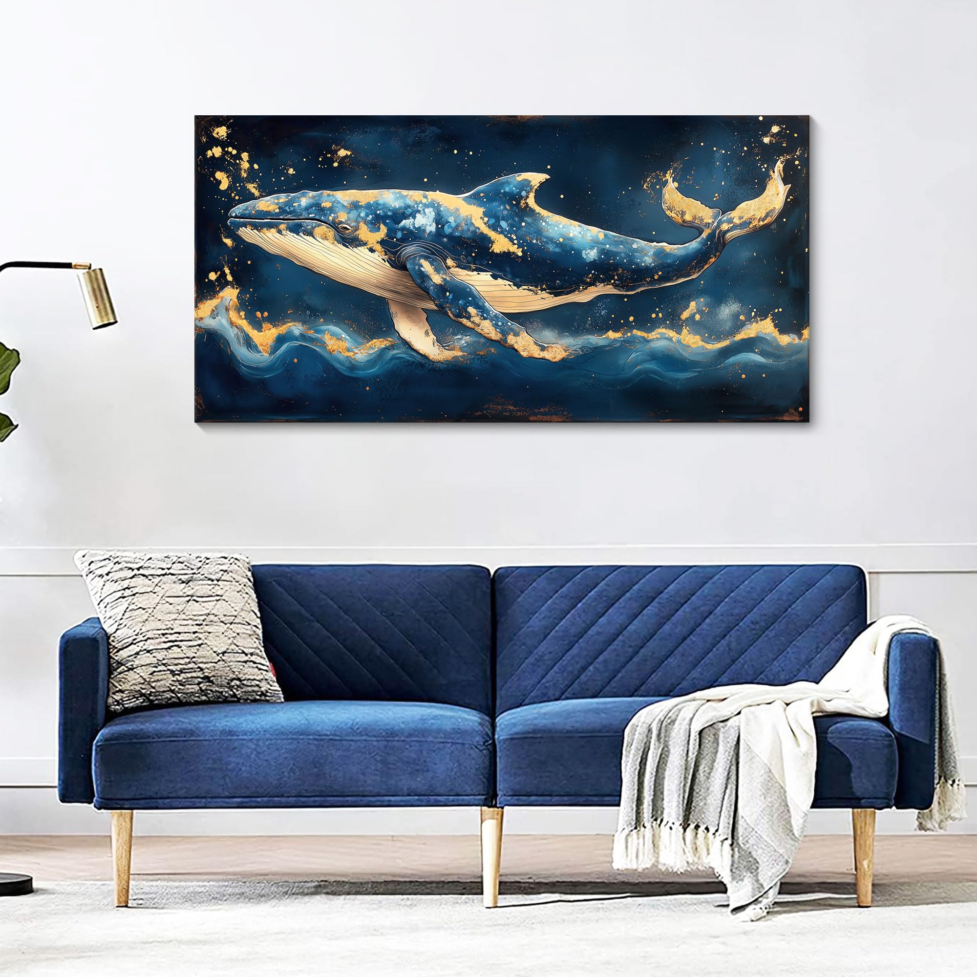 Amazon.com: JEAWA Large Canvas Wall Art, 24x48 IN Ocean Blue Whale
