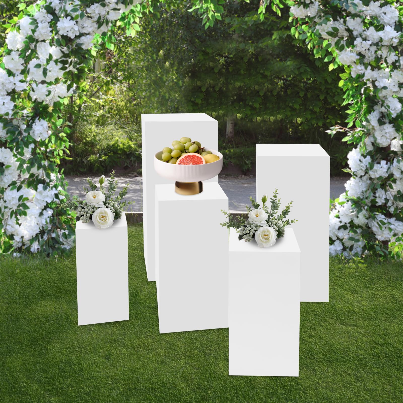 Juego de 3 pedestales metálicos, Expositor para Mesa de postres, pilares de exhibición para Bodas, Columna Decorativa para Flores, Cubo para Caja de Venta al por Menor