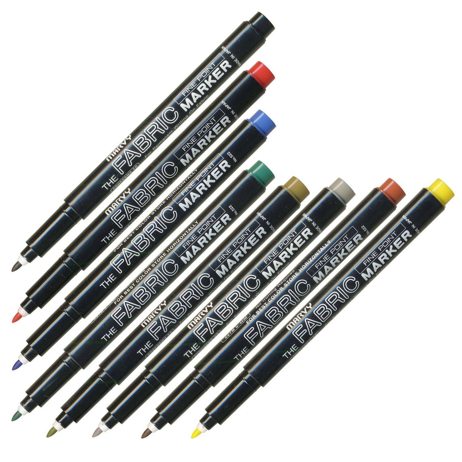 Amazon | マービー ファブリックマーカー 細書 8色Aセット 522-8A | 布