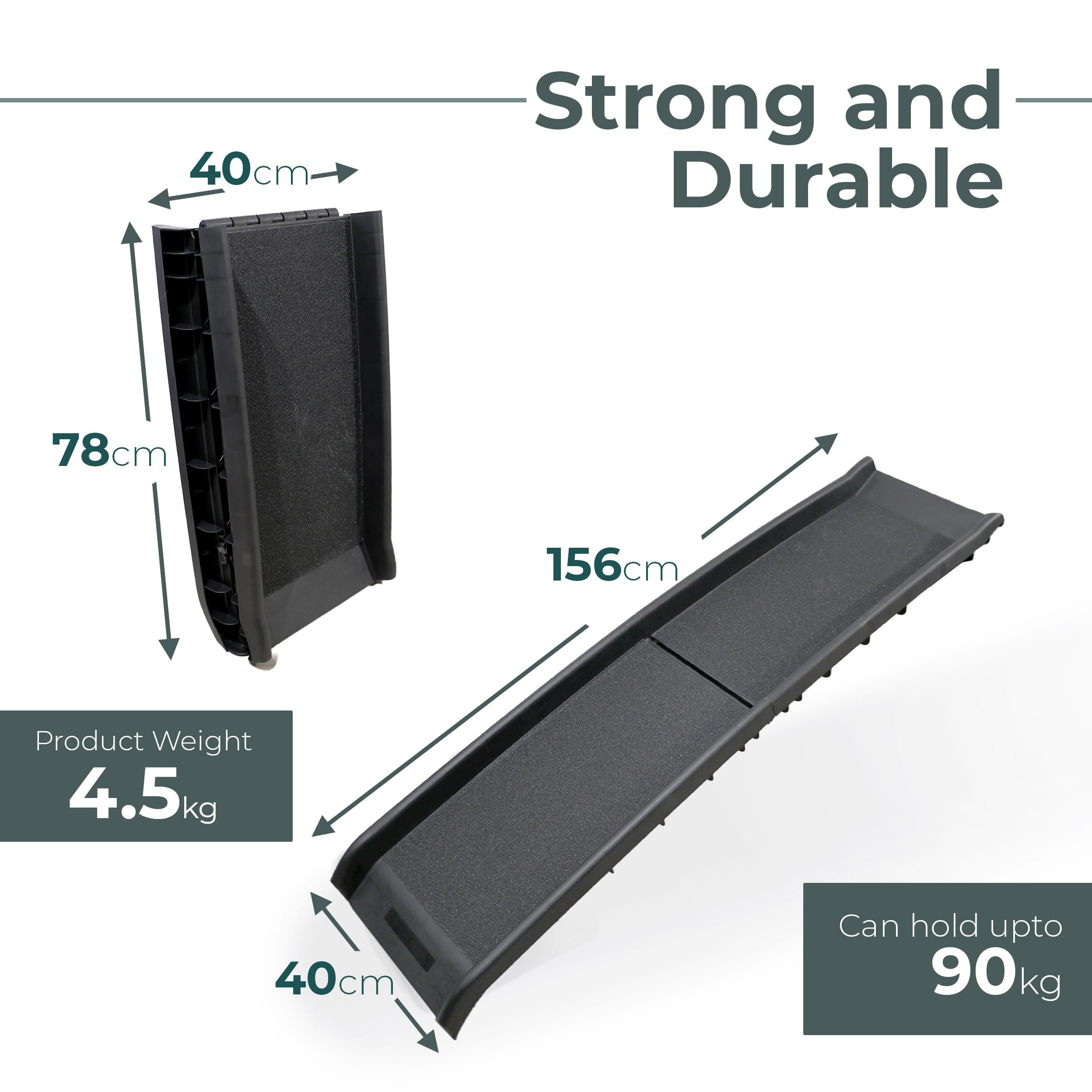 DIVCHI Rampe antidérapante pour Chien Rampes légères et Portables en Plastique Pliable (Noir)