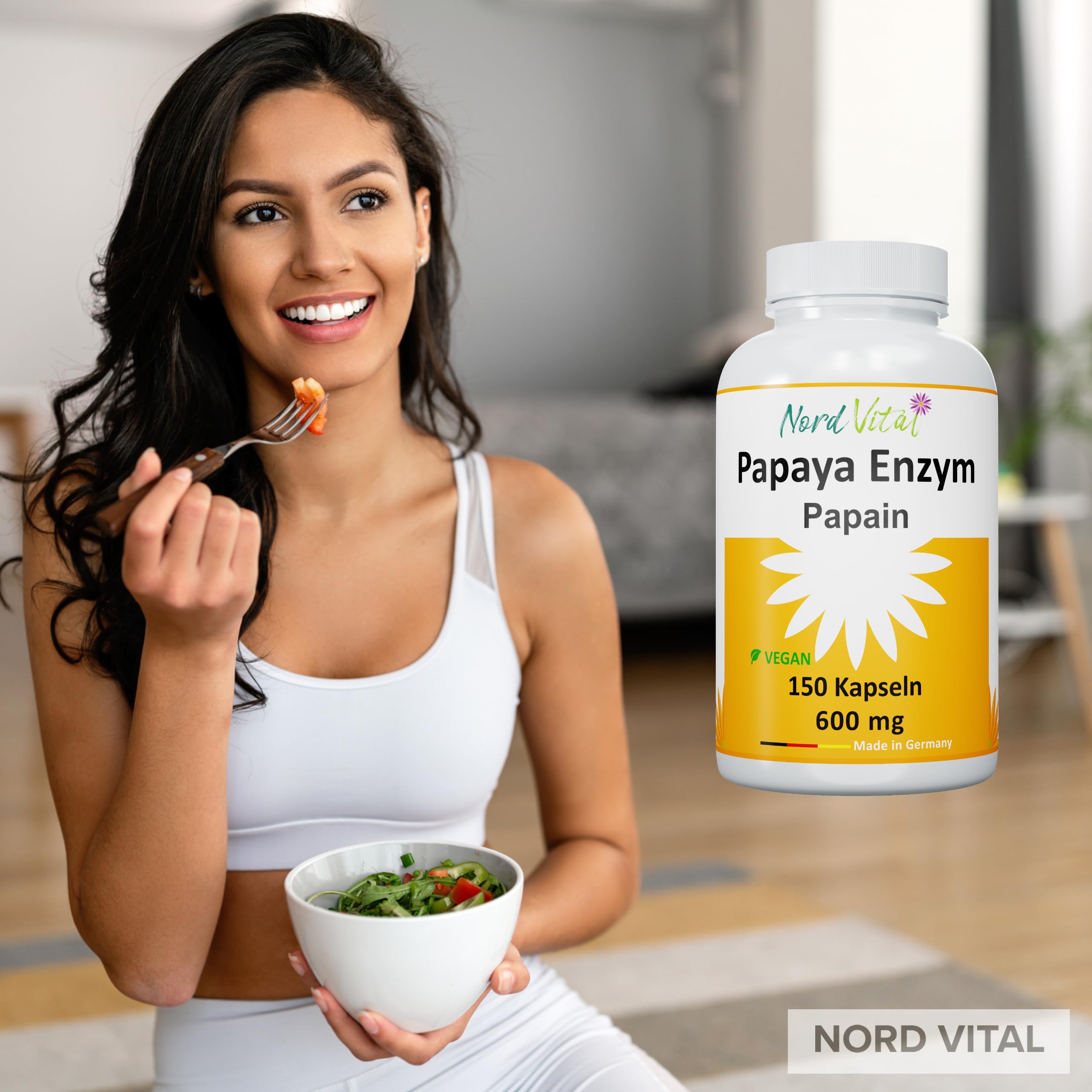 Papaya Enzym Papain - 150 Kapseln - ULTRA-HOCH PAPAIN-ENZYMAKTIVITÄT - Vegan - natürliches Enzym aus Papaya-Extrakt - deutsche Produktion