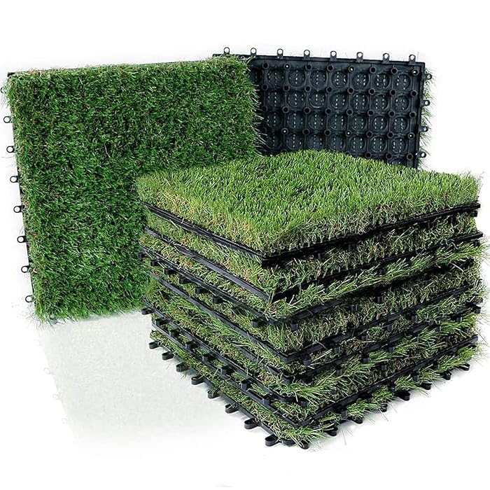 Buy ybaymy 18 Pack Artificial Grass Tiles, Interlocking Garden Grass