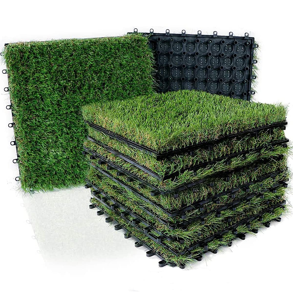 Buy ybaymy 18 Pack Artificial Grass Tiles, Interlocking Garden Grass