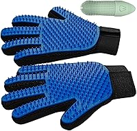 Micor Pet Hair Removal Glove for Dogs & Cats - 2-in-1 Deshedding Massage Mitt, Soft Silicone Tips, Left/Right Set + Detail Tool