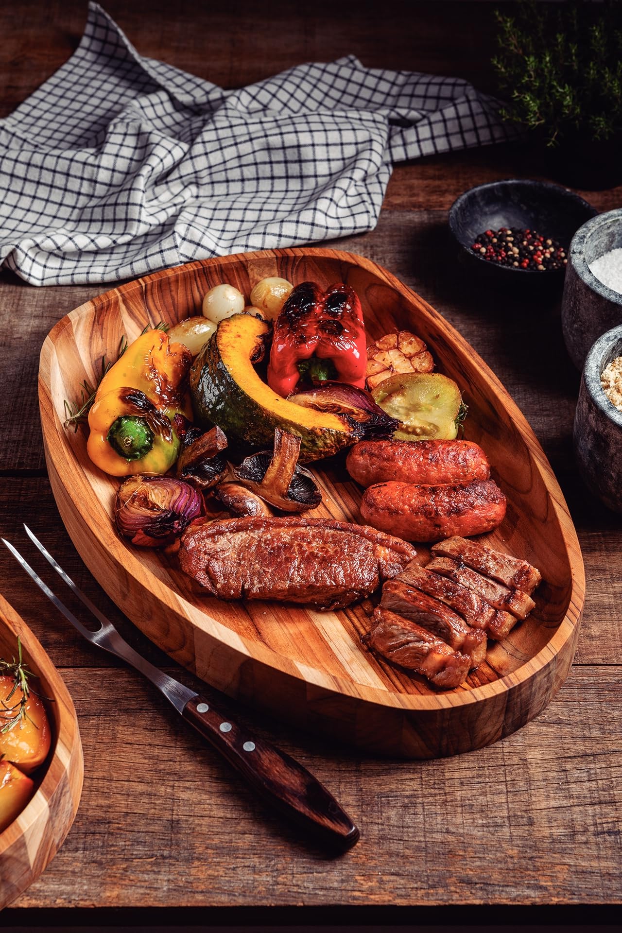 Tramontina Tagliere Vassoio in Legno di Teak certificato per Servizio e Presentazione Churrasco Premium 44 x 33 cm