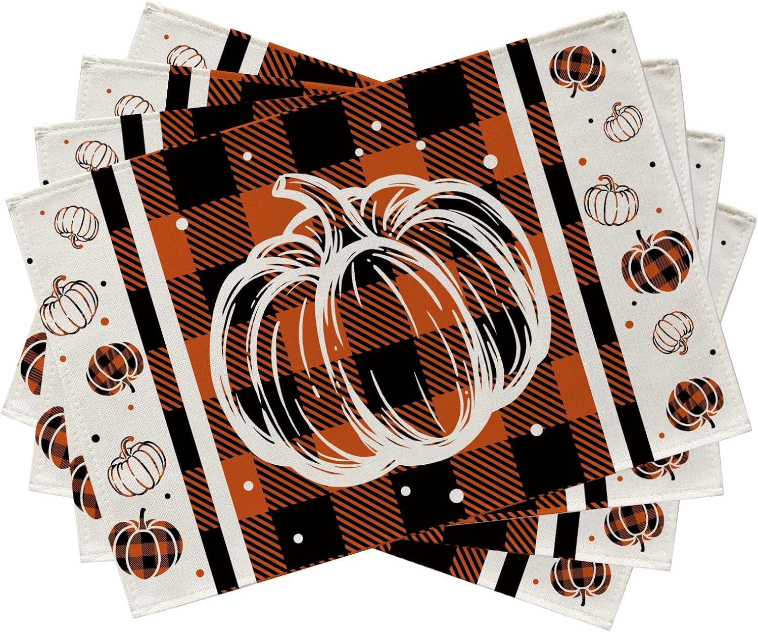 Seliem Fall Pumpkin Placemats Set of 4, Autumn Buffalo