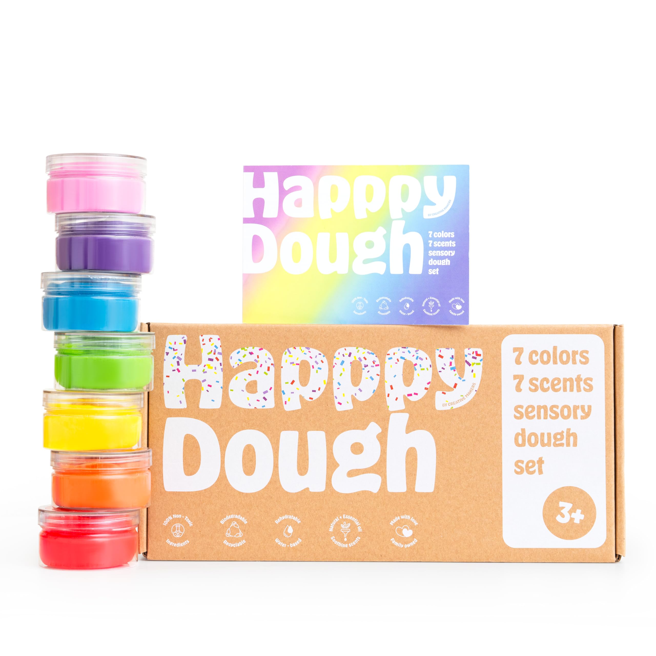 Happpy Dough - 2lbs Modeling Sensory Dough, Play Dough Gift Set, Non-Toxic, Infused with Essential Oils & Fruity Scents (5.3oz Each), Designed in California, NOT Made in USA (Ages 3+)