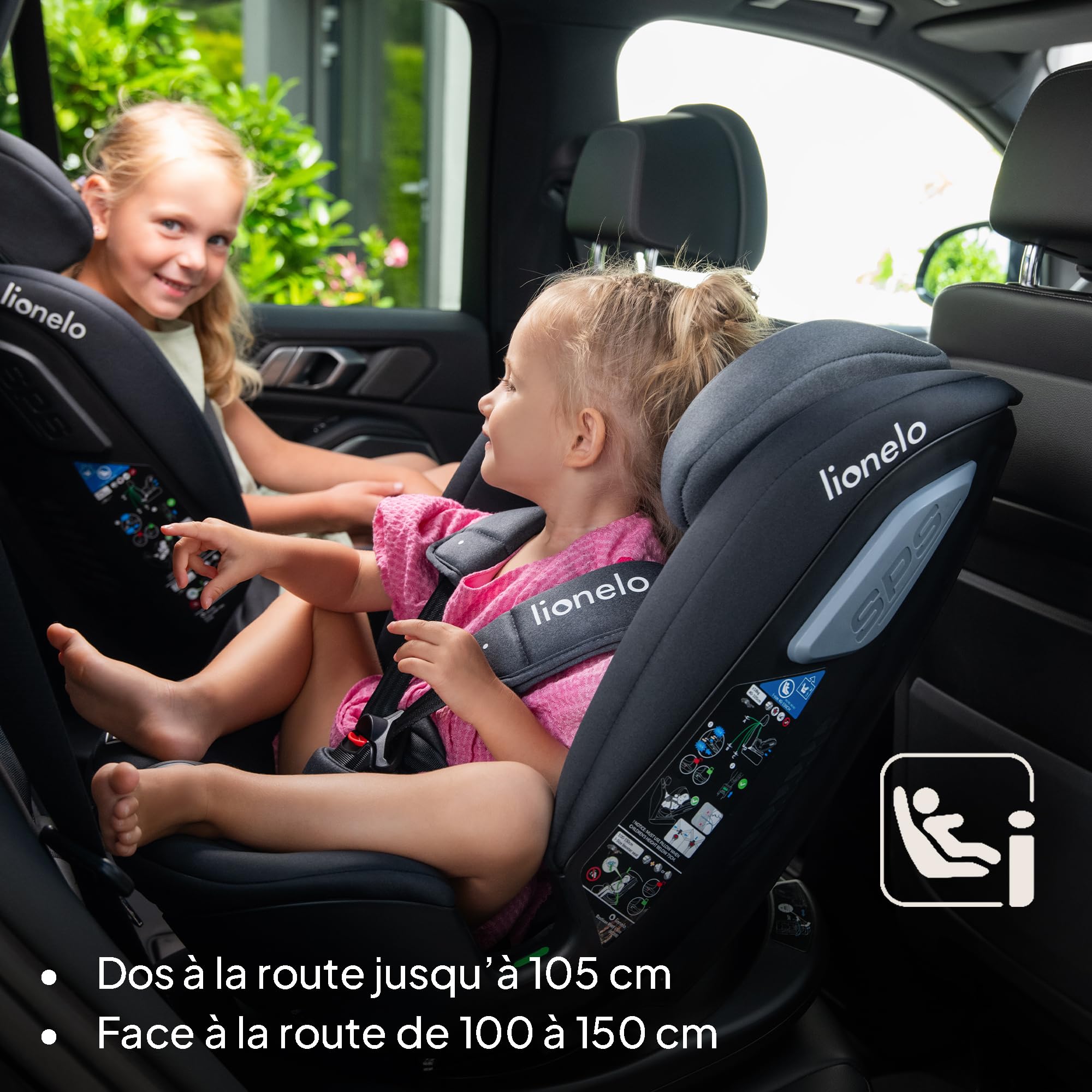 Lionelo BASTIAAN RWF I-SIZE Siège Auto Pivotant 360° 0-36 kg, ISOFIX | Montage Face et Dos à la Route, Groupe 0/1/2/3 (40 à 140 cm) TopTether, Réglage de l'Appui-Tête, de la Ceinture de Sécurité