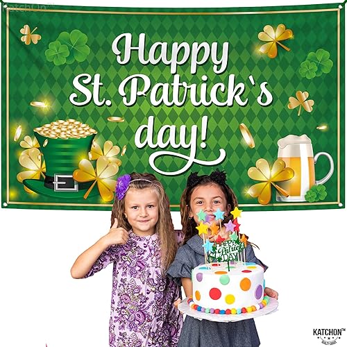 Miniatura 8 de KatchOn, Pancarta extragrande del Día de San Patricio  72 x 44 pulgadas, fondos del día de San Patricio para fotografía  Pancartas de decoración del