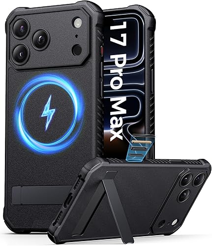 Funda para iPhone 17 Pro Max con soporte y botón de control de cámara, compatible con MagSafe, protección completa de la cámara, funda magnética