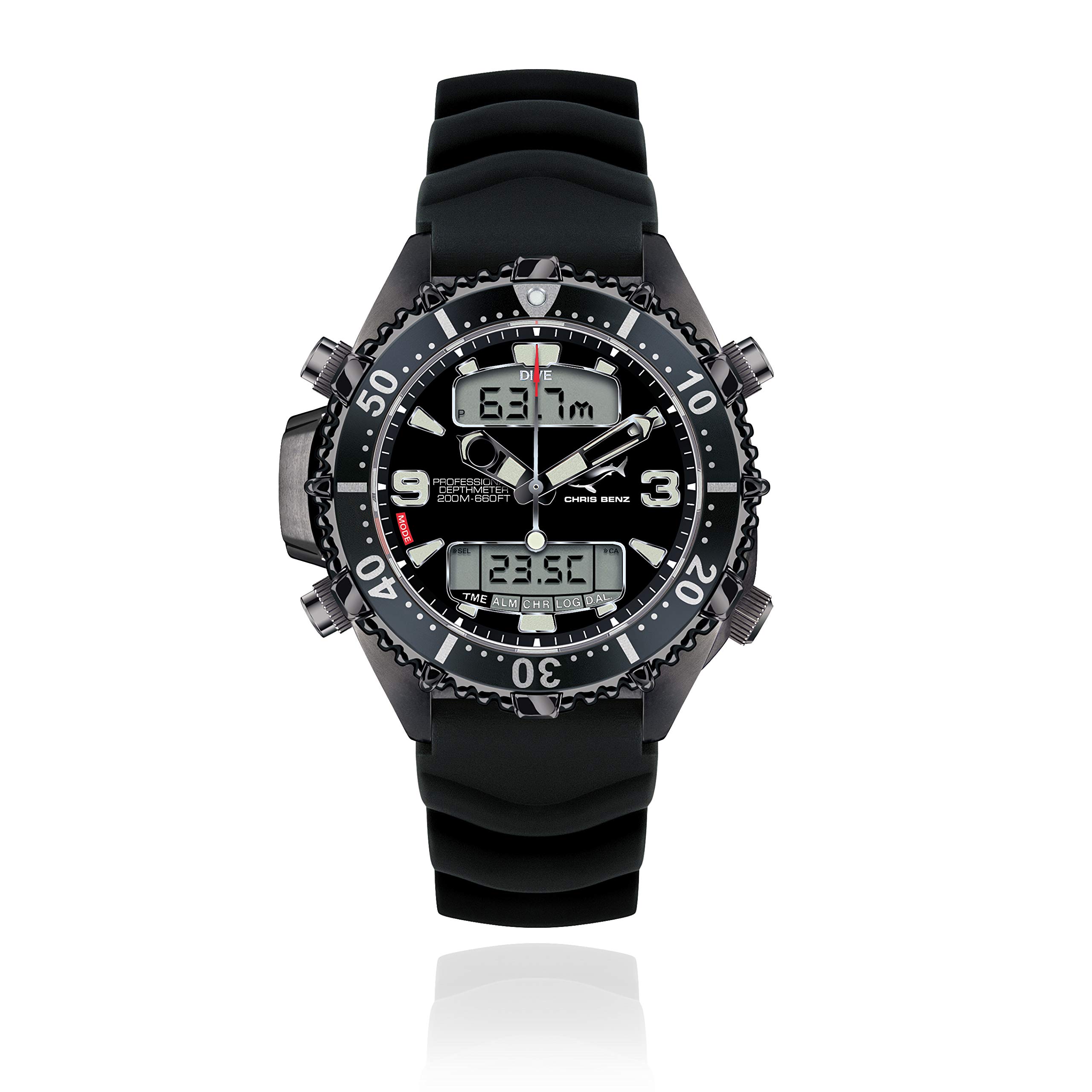 CHRIS BENZ Depthmeter Digital 200M Special Edition Taucheruhr, StachelrochenGrau