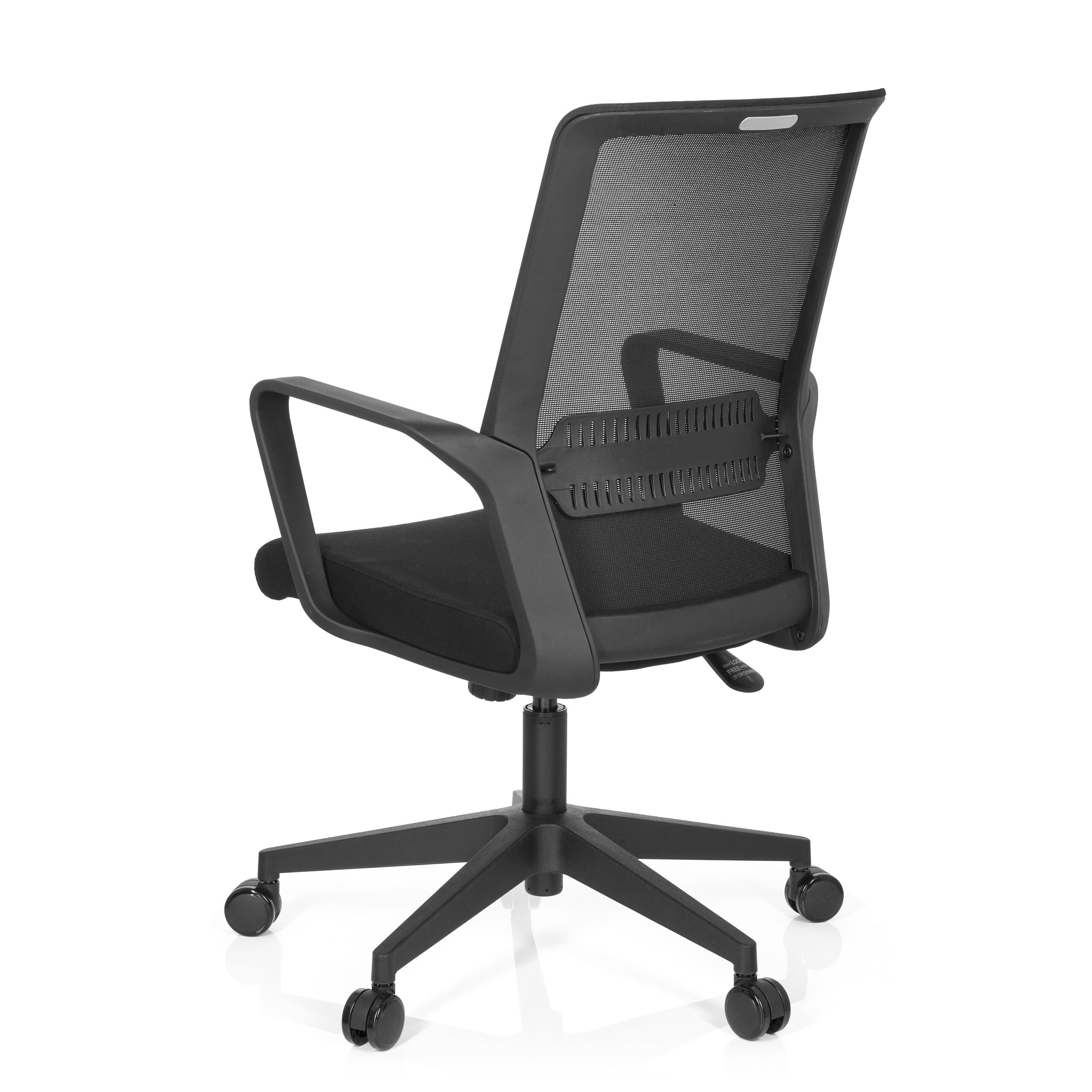 HJH Office 732030 Sedia da ufficio PRESTON in tessuto nero Sedia girevole da ufficio ergonomica con supporto lombare