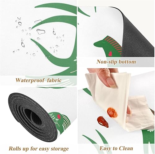 Miniatura 3 de Cute Green Horse with Wildflower Non Slip Trivets for Hot Dishes, Countertop Protector Heat and Waterproof Placemat for Hot Plate 39.40" X 11.80",