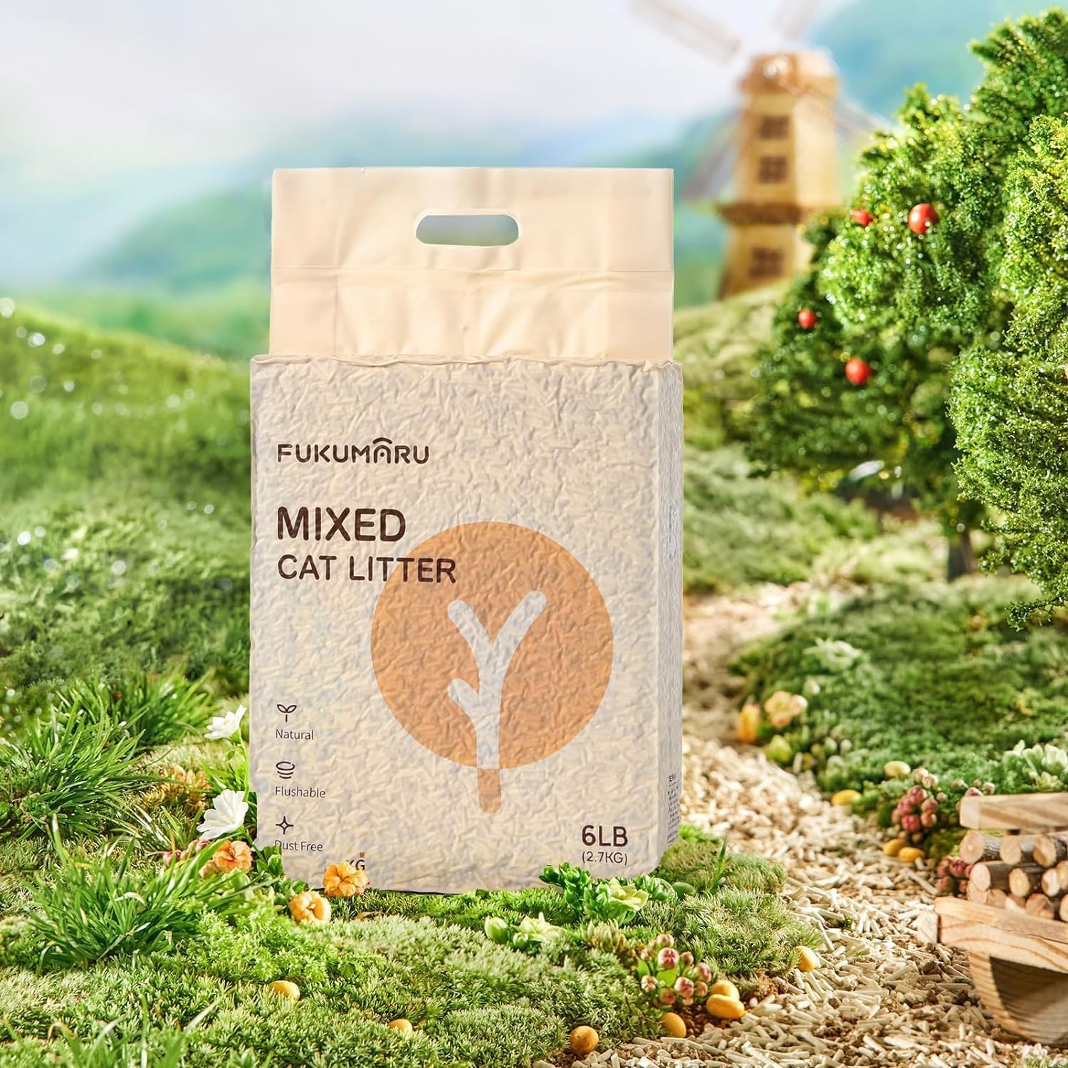 FUKUMARU Tofu Cat Litter, Clumping Litter for Cats, 19L Mixed Apple Wood Pellets, Dust-free and Easy Clumping, Odour Control, Flushable, Direct to Toliet,Low Residue 7 81AsaqFVl5L. AC SL1500