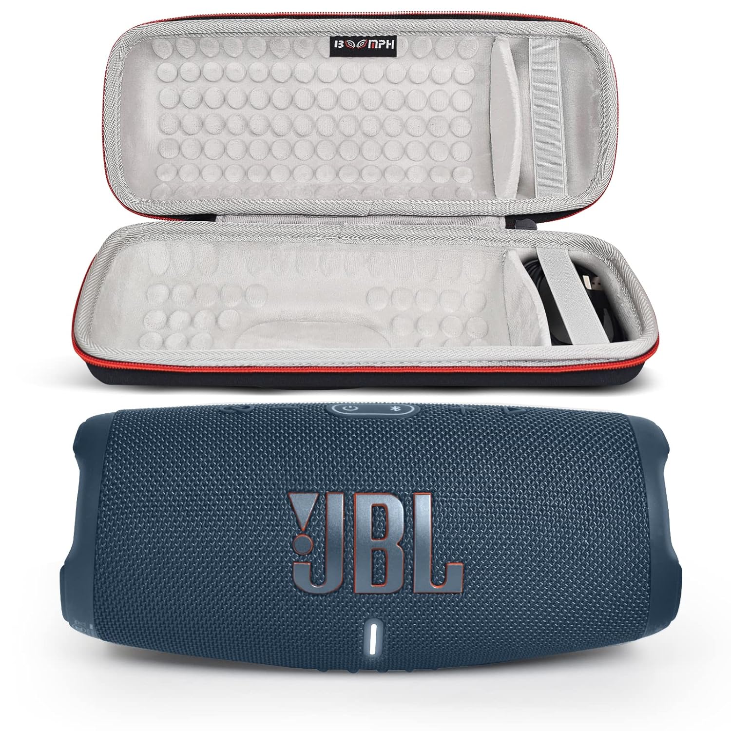 JBL Charge 5 Portable Waterproof Wireless Bluetooth Speaker Bundle with Portable Hard Carrying Protective Case - Blue
