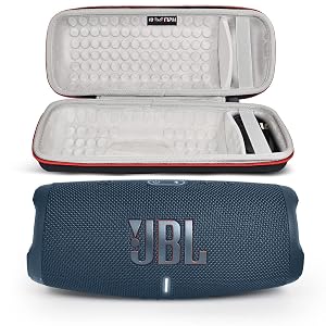 JBL Charge 5 Portable Waterproof Wireless Bluetooth Speaker Bundle with Portable Hard Carrying Protective Case - Blue