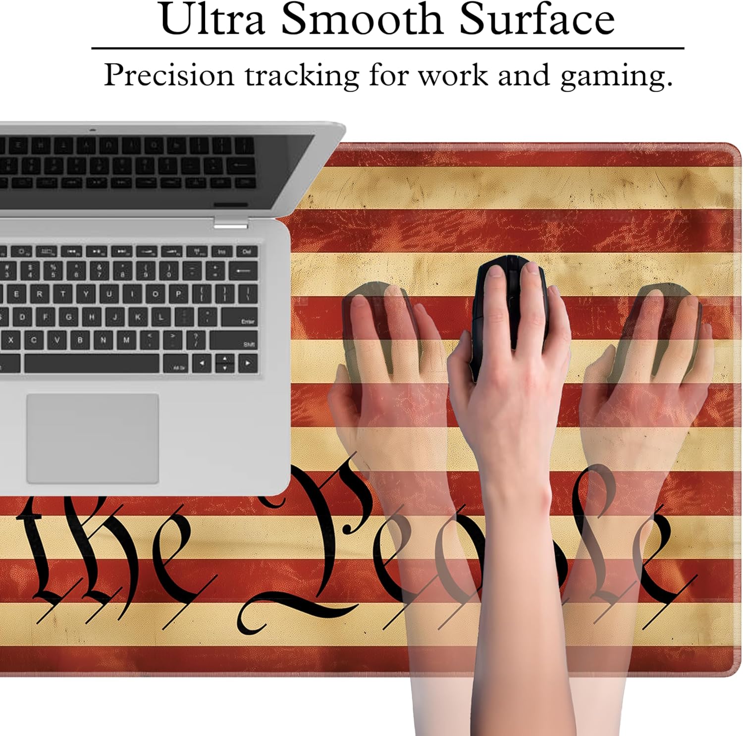L&B Mercantile American Flag 1776 Betsy Ross We The People XXL Deskpad for Computer Keyboard and Mouse – Patriotic USA Gaming Mousepad, Extra Long XL Mouse Pad for Laptop Office Desk, Desktop Mat - Image 7