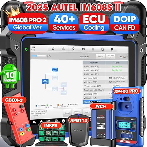 Autel MaxiIM IM608S II Full Kit: 2025 Global Ver of IM608 PRO 2 with XP400 PRO GBOX3 APB112 IMKPA [Valued $1316], Up of IM608 PRO IM608 II, 40+ Service, ECU Coding, 3K+ Bidirectional Tool, CAN FD DoIP