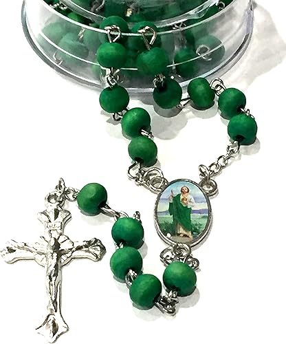 Miniatura 3 de 12 piezas de recuerdos de fiesta de bautismo de San Judas Rosarios verdes perfumados Recuerdos Bautizo San Judas Tadeo