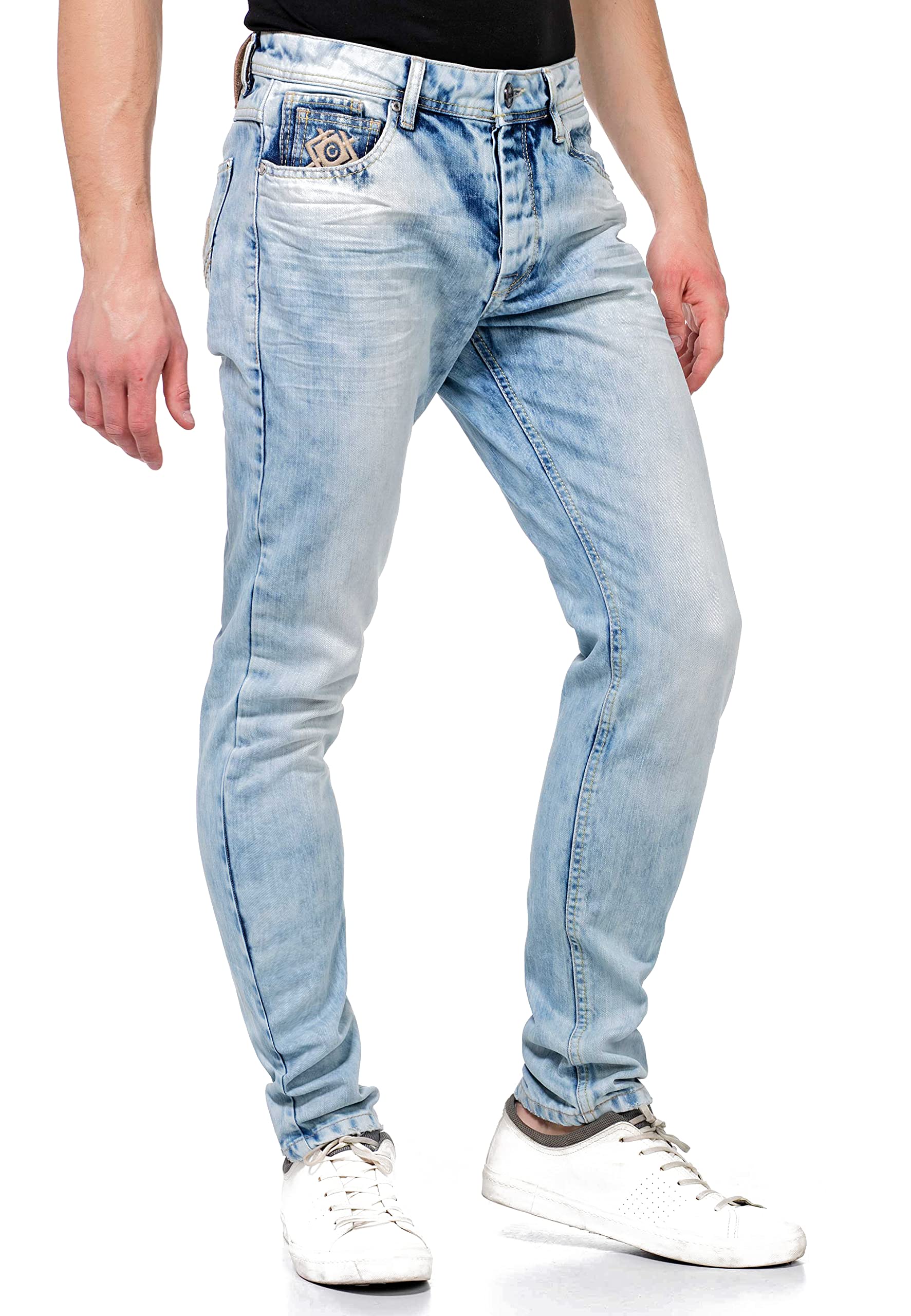 Cipo & Baxx Pantalones vaqueros cortos para hombre, estilo vaquero, tiempo libre, cargo premium, tachuelas, bermudas Capri