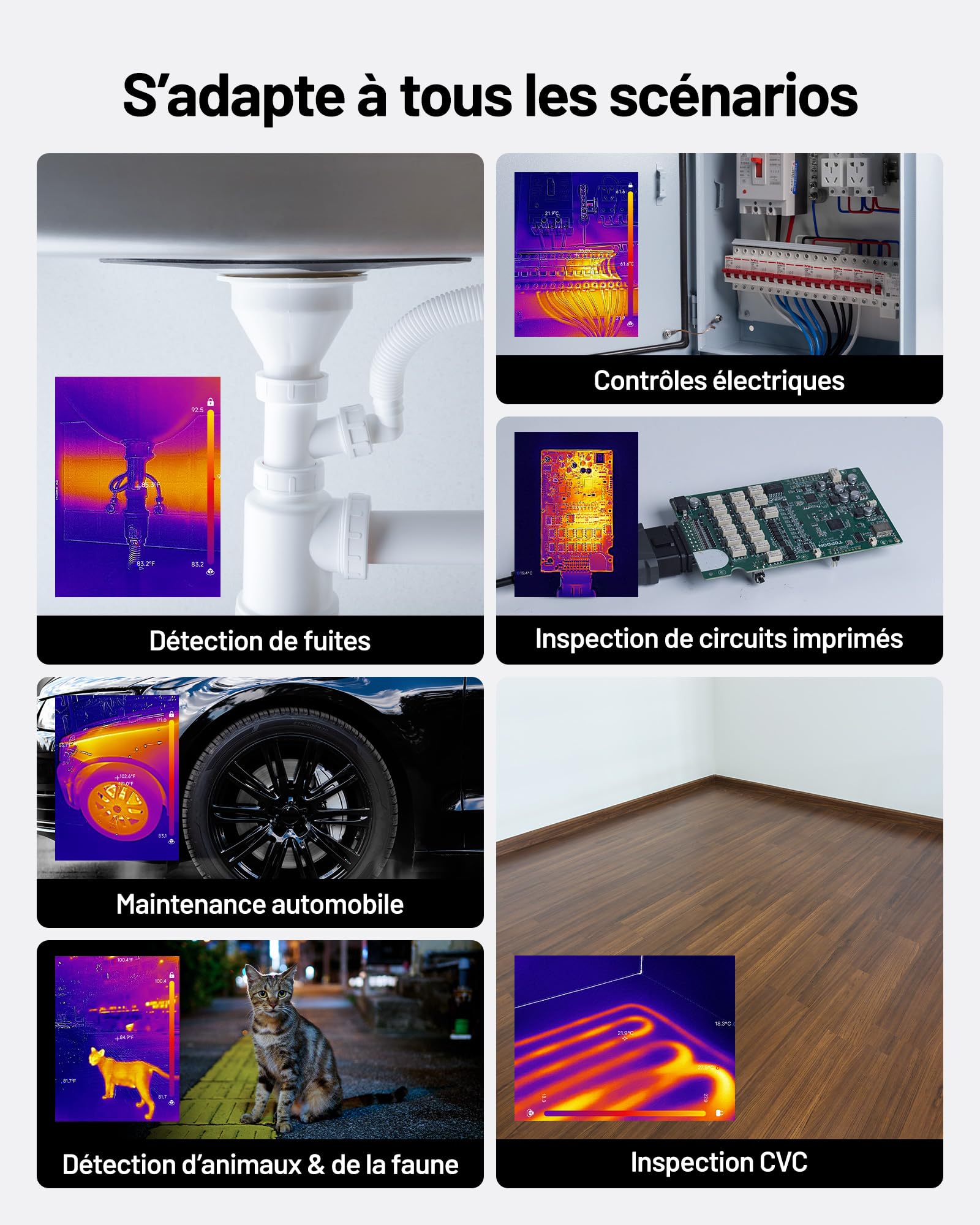 TOPDON Caméra Thermique TC001 Max pour Android iPhone, Résolution 512×384 avec Caméra Visuelle 1,5MP, -20℃-550°C, 25Hz, Caméra Infrarouge à Double Objectif pour Inspection de Maison, Fuites et CVC