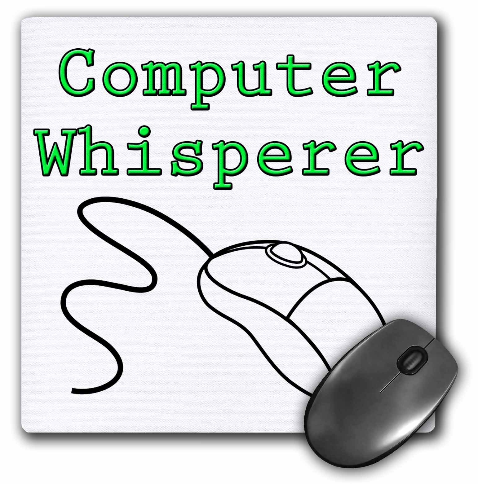 3dRose Computer whisperer, Green - Mouse Pad, 8 by 8 inches (mp_202843_1)