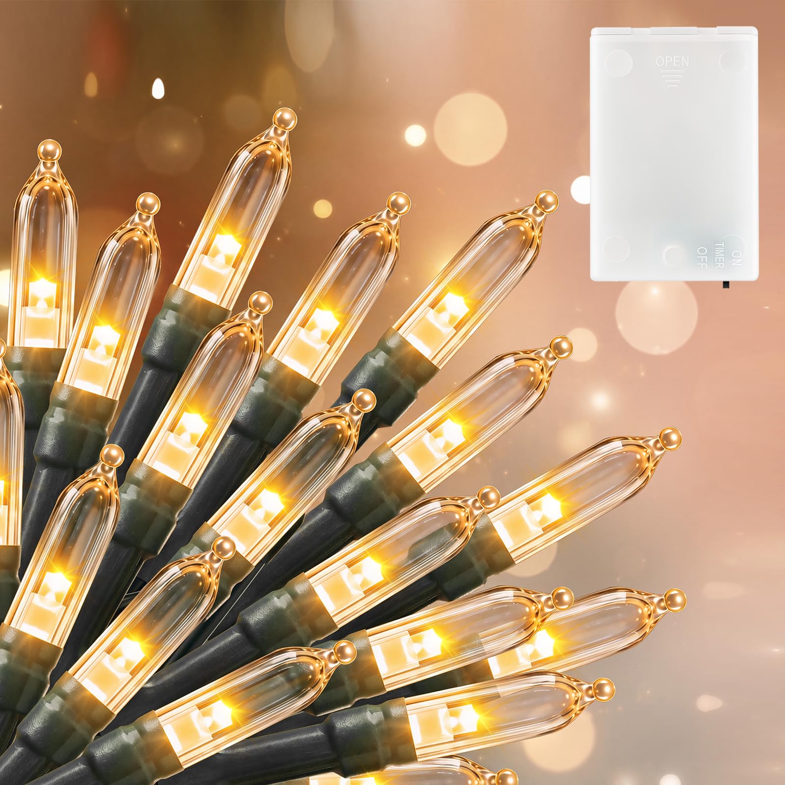 Brightown 8ft 20LED Battery Operated Christmas String Lights with Timer
