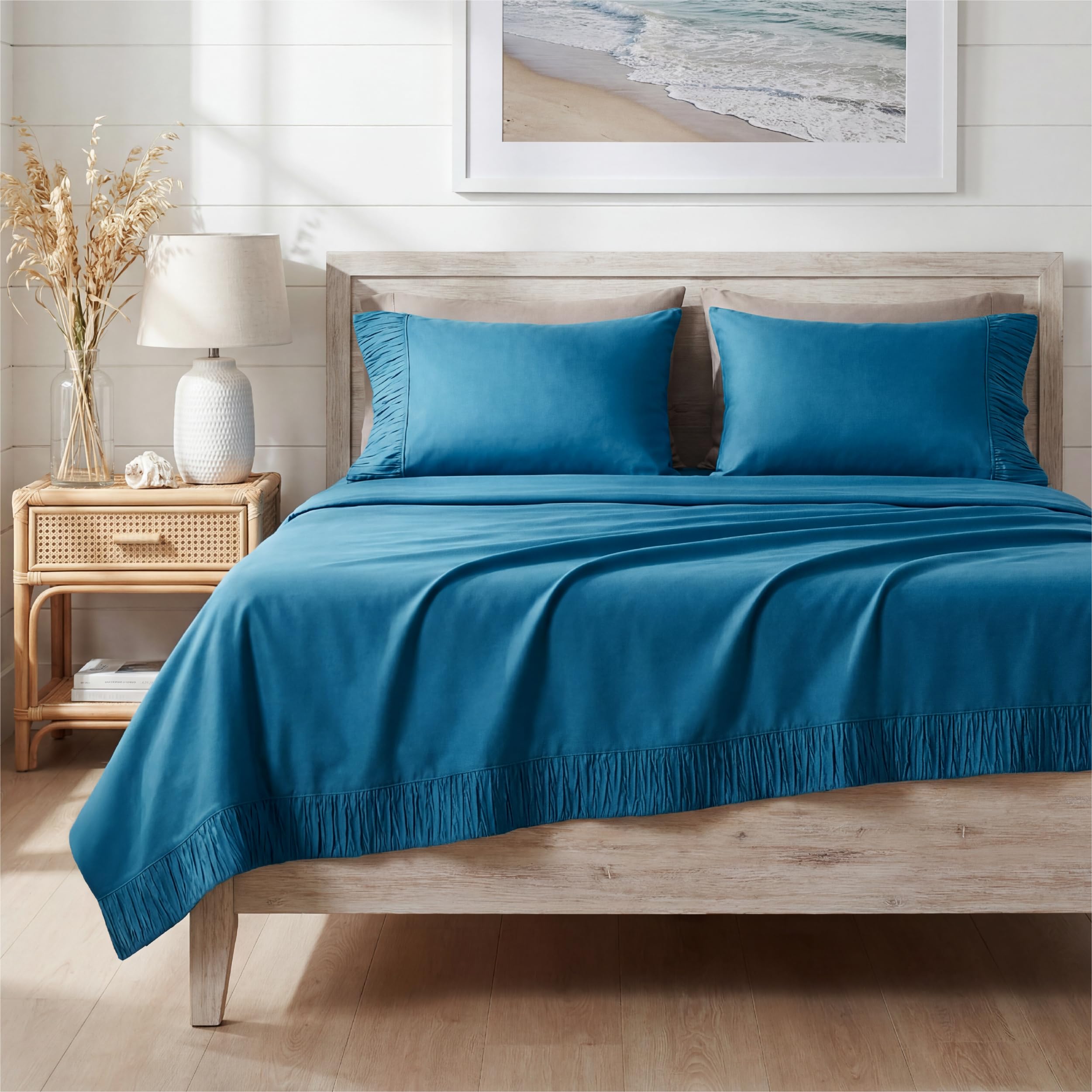 Bedsure Juego de sábanas Queen Color Verde Azulado, 1800 Hojas Suaves para Cama Queen Size, sábanas de 4 Piezas y Fundas de Almohada