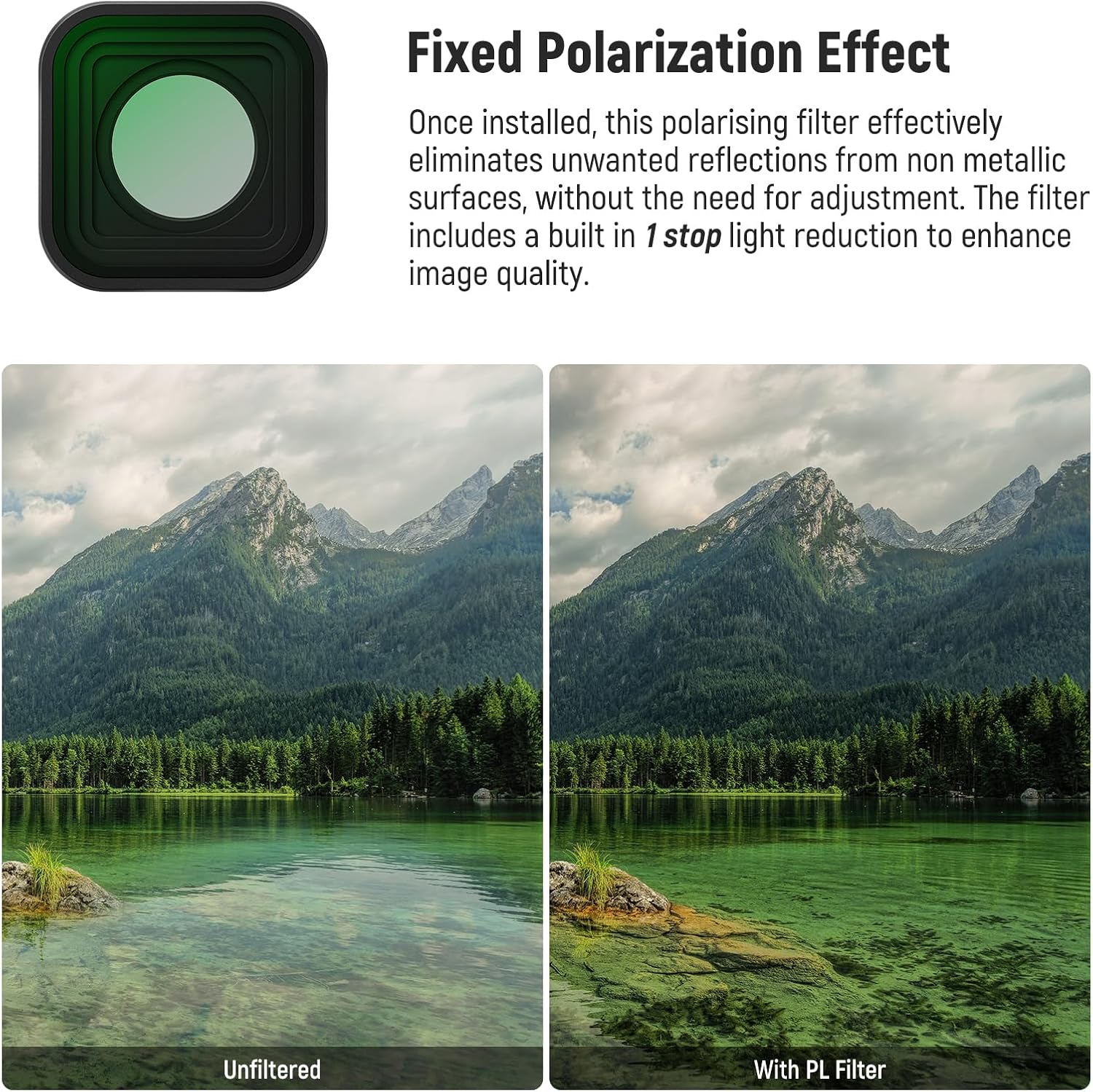 NEEWER CPL Filter Compatible with GoPro Hero 9/10/11/12/13, Polarizing Filters, Action Camera Accessories, Enhances Colors, Improves Color Clarity, Ready to Use, Reduces Glare, No Vignetting, FL-77