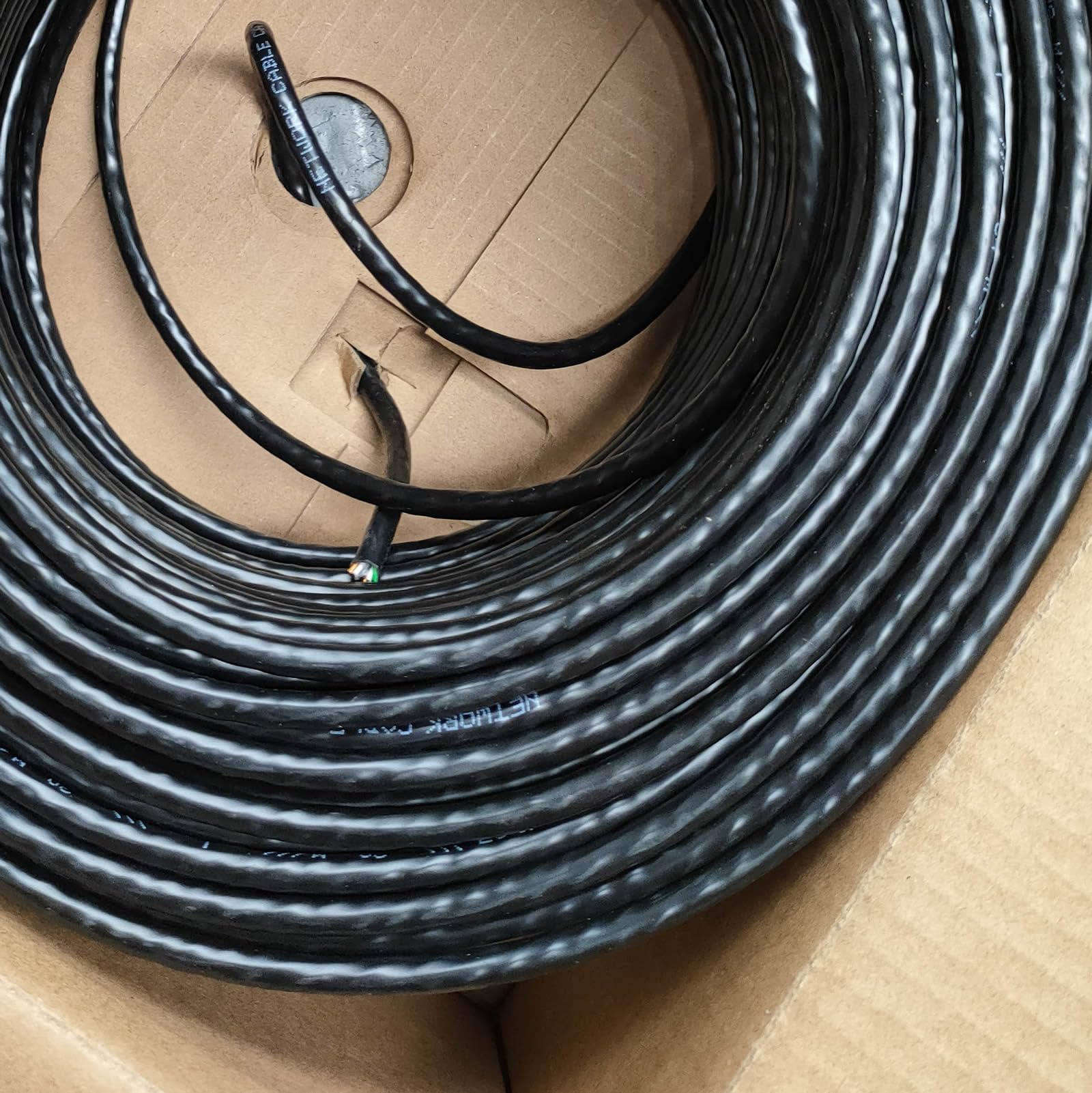 JUSTOP Bobina di cavo Ethernet CAT6 AWG23 UTP, cavo CCA, per interni ed esterni, 100 m, cavo di rete nero da 100 m