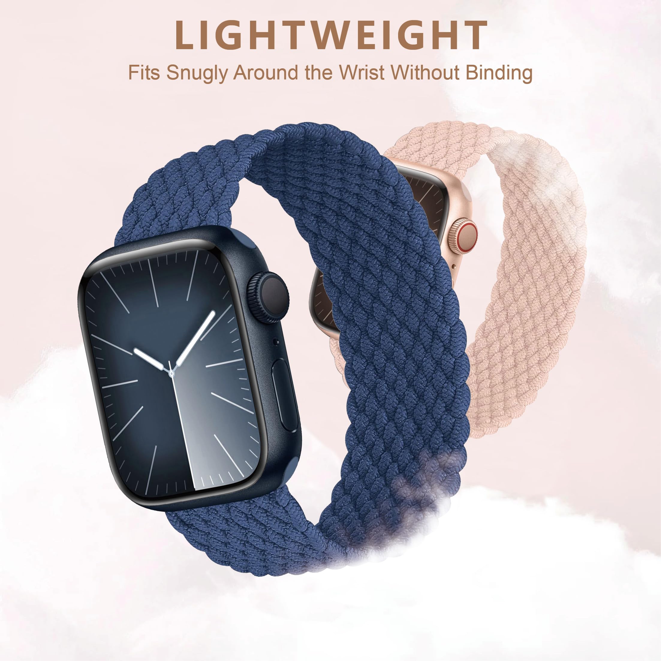 SOLOLUP Braided Solo Loop for apple watch bands for women 40mm 41mm 38mm iwatch bands 40mm womens Men, Stretchy Nylon Sport Elastic Strap for apple Watch Series 9 bands 8 7 6 5 4 3 2 1 SE