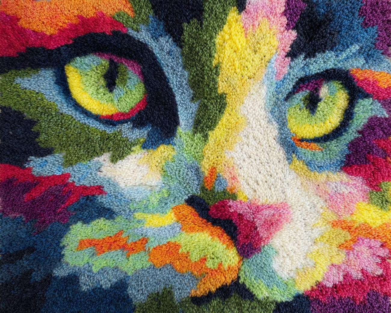 AMBATTERY Latch Hook Rug Kit Abstract Cat 60x40cm