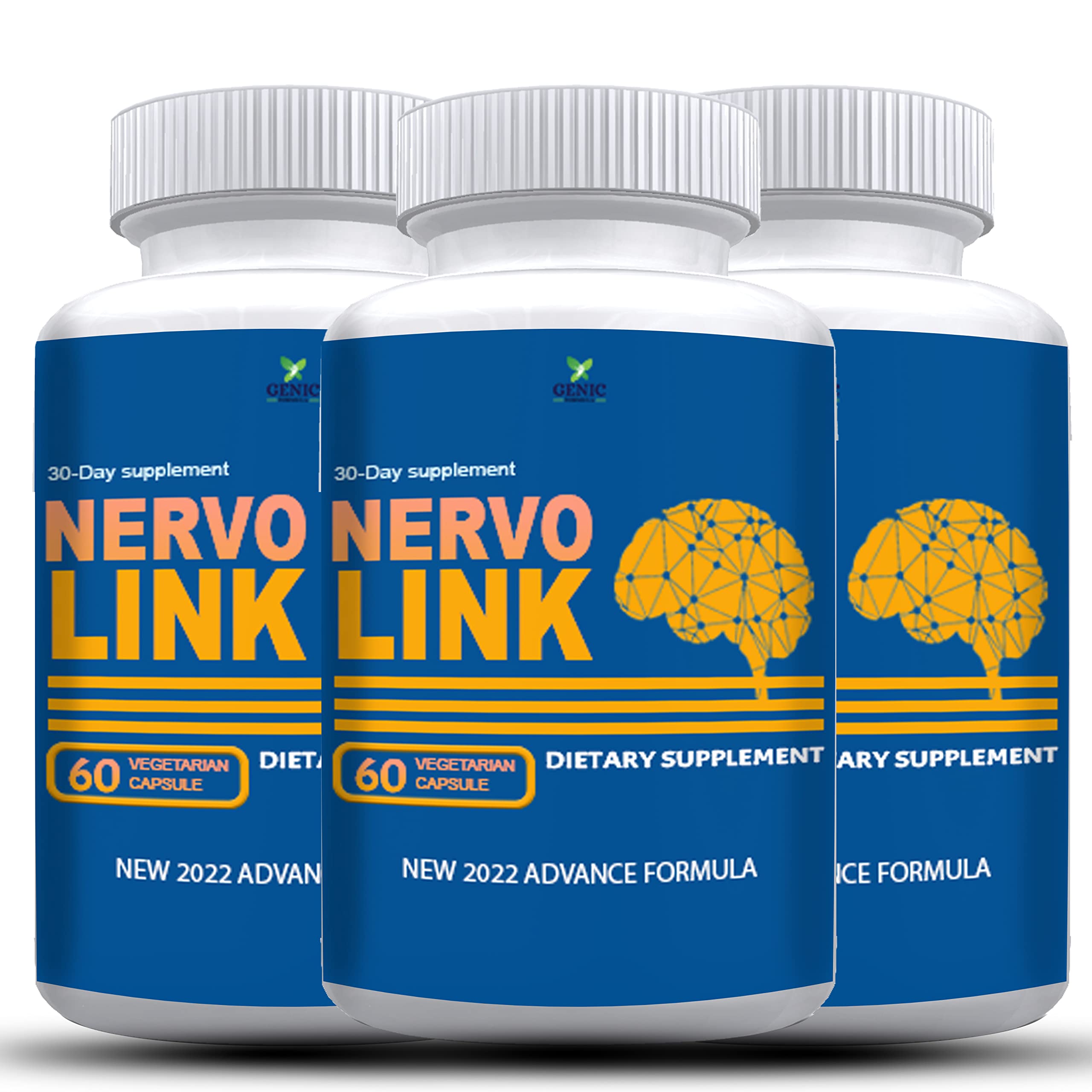 Nervo Link Memory Support Dietary Supplement (Official) 3 Bottles - 60 Capsules per Bottle
