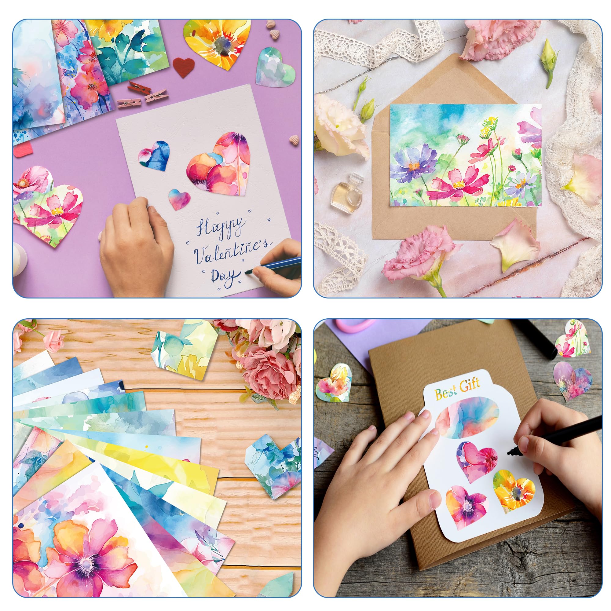 24 hojas de papel para álbumes de recortes de flores de 11.8 x 11.8 pulgadas, bloc de flores de doble cara, papel especial para hacer tarjetas, origami, bricolaje