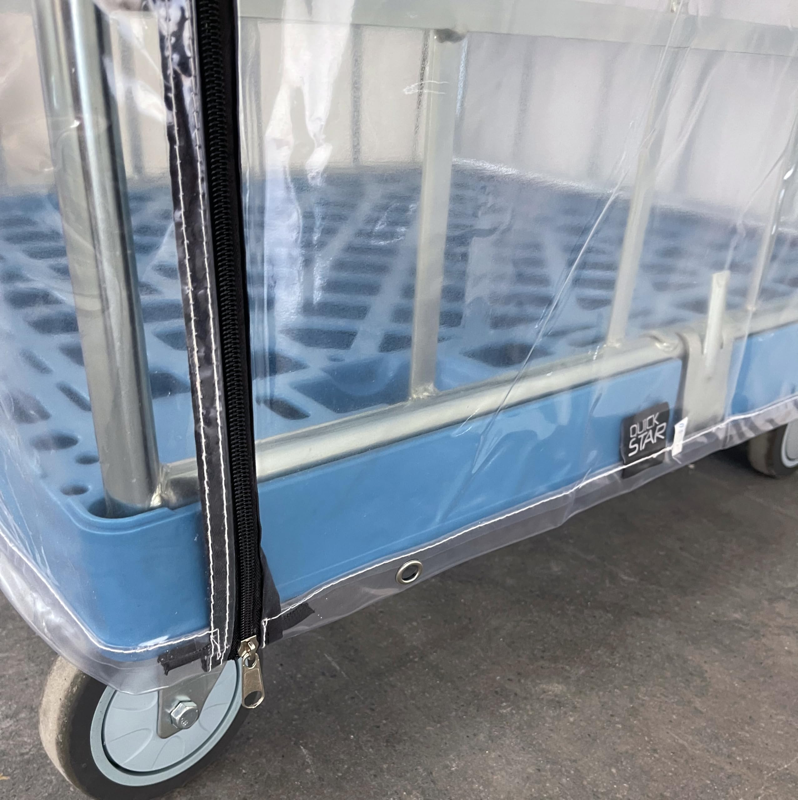 Gitterwagen Abdeckhaube, 73x82x150cm, PVC Transparent, Wasserdicht, mit Reißverschlüssen