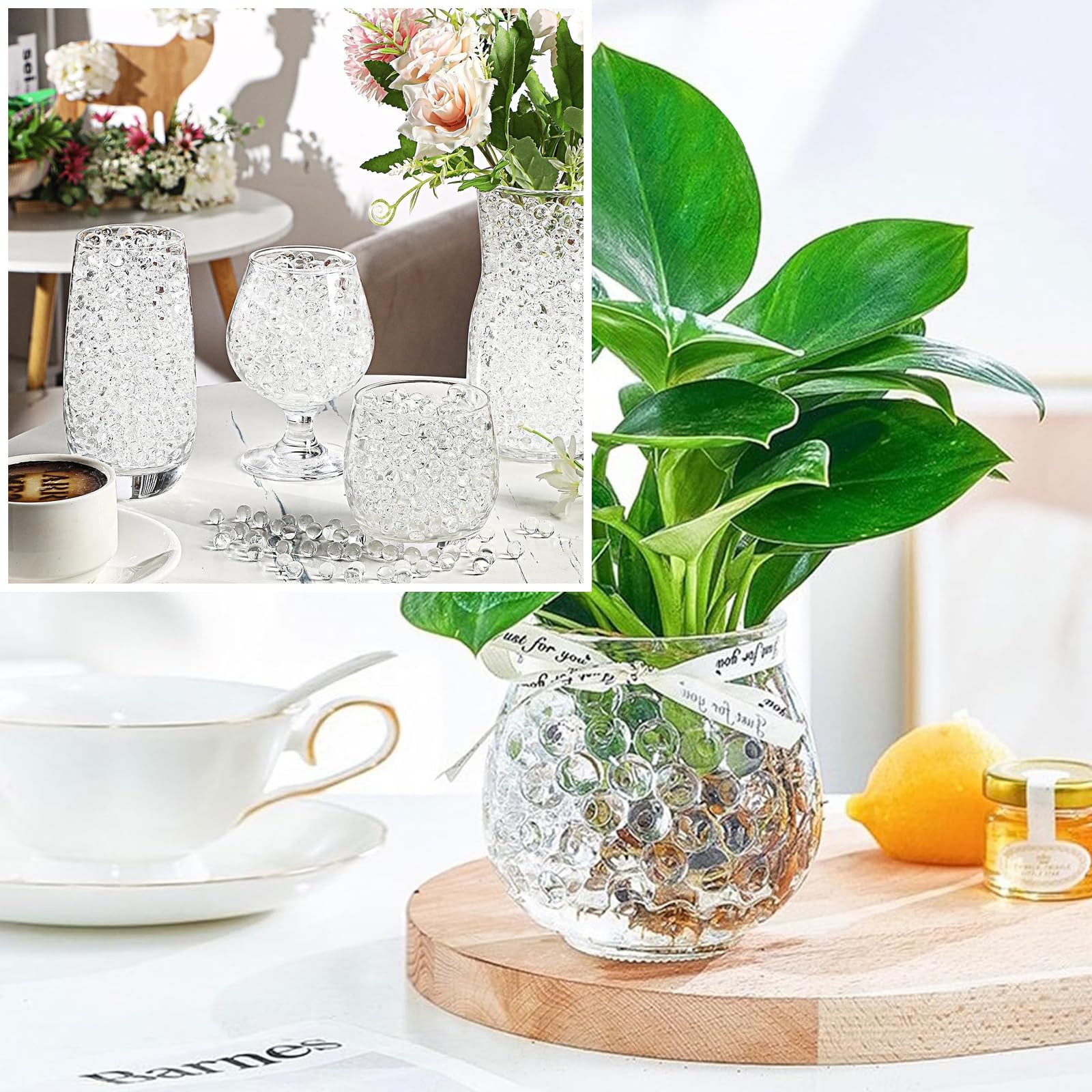 Perlas de Agua 100000 Piezas Bolas de Gel para Plantas Bolas Hidrogel Perlas de Gel de Agua Transparente para Arreglo Floral, jarrón, Decoración del Hogar