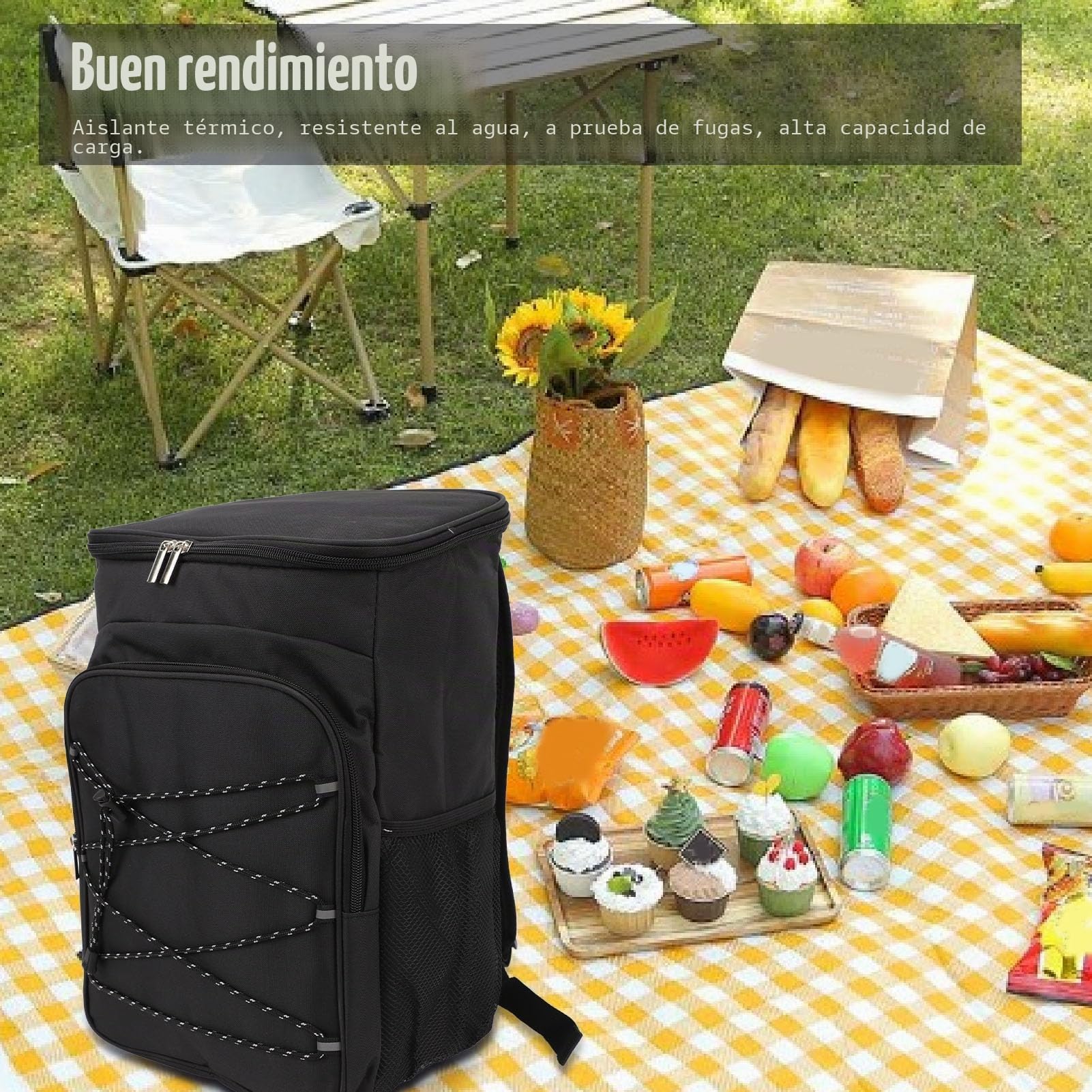 Mochila Viaje Mochila De Picnic Mochila Nevera Isotermica Mochila Aislante De Tela Oxford, Mochila Refrigeradora A Prueba De Fugas, Resistente Al Agua, De Gran Capacidad, Negra
